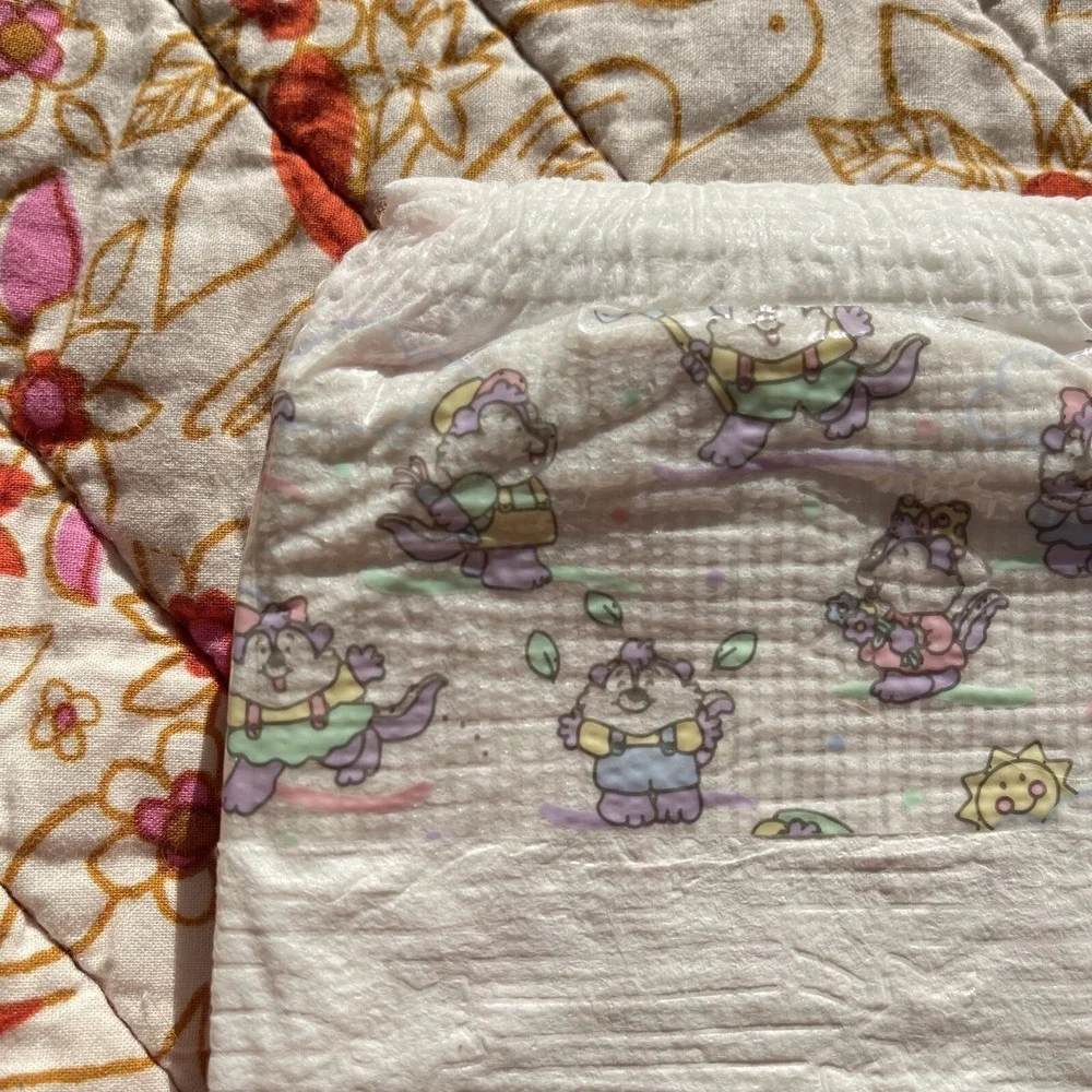 Vintage Huggies Size 3 Ultratrim 1993 USA Diapers Spring Skunk Sun Plastic Print